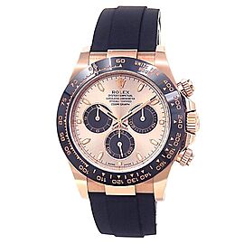 Rolex Daytona 18k Rose Gold Black Rubber Automatic Champagne Men's Watch