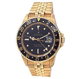 Rolex GMT-Master 18k Yellow Gold Jubilee Automatic Black Men's Watch