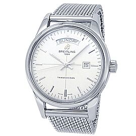 Breitling Transocean Day-Date Stainless Steel Auto Silver Men's Watch