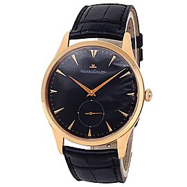 Jaeger-LeCoultre Master Ultra Thin 18k Rose Gold Leather Black Watch