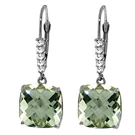 7.35 CTW 14K Solid White Gold Leverback Earrings Diamond Green Amethyst