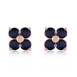 14K Solid Rose Gold Stud Earrings with Natural Sapphires