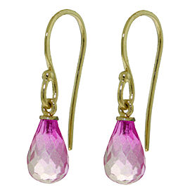 2.7 CTW 14K Solid Gold Fish Hook Earrings Pink Topaz