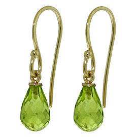 2.7 CTW 14K Solid Gold Fish Hook Earrings Peridot