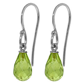 2.7 CTW 14K Solid White Gold Fish Hook Earrings Peridot