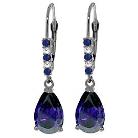 3.18 CTW 14K Solid White Gold Power Of Words Sapphire Diamond Earrings