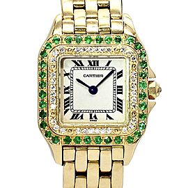 CARTIER PANTHERE 22mm 18K Yellow Gold DIAMONDS & Emeralds Watch