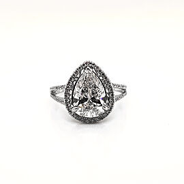 2 Carat Pear Shaped Lab Grown Diamond Engagement Ring Halo IGI Certified