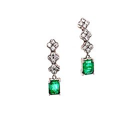 Natural Emerald Diamond Earrings 14 KT 2.13 TCW Certified $4,950 017932