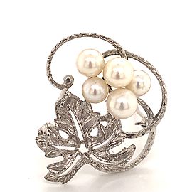 Mikimoto Estate Akoya Pearl Brooch Sterling Silver 6 mm 5.37 Grams M214