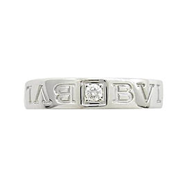 Bulgari 18K White Gold Double Logo Ring