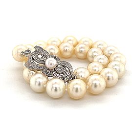 Mikimoto Estate Akoya Pearl Bracelet Sterling Silver 8" 6.76 mm M239