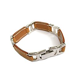 Hermes Leather and Palladium Bracelet