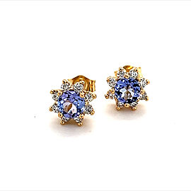 Natural Sapphire Diamond Earrings 14k Gold 1.0 TCW Certified