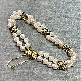 Mikimoto Estate Akoya Pearl Bracelet 18k Gold 7.25" 5.1 mm Certified $4,950 210634