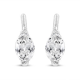 True14K White Gold 1/2 Cttw 2 Prong Set Marquise Solitaire Lab Grown Diamond Stud Earrings (F-G Color, VS2-SI1 Clarity)