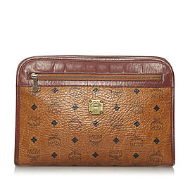 MCM Visetos Leather Clutch Bag