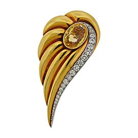 Suzanne Belperron Citrine Diamond Gold Platinum Brooch Pin