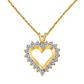 Heart Pendant Diamond Necklace 14k White Rose Yellow Gold In 1 Carat Conflict Free Round Diamond (I-J, I2-I3) Open Heart Pendant Necklace For Women Jewelry With 18'' Free Box Chain Anniversary Engagement Wedding Birthday Collection