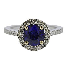 Sapphire Diamond Gold Engagement Ring