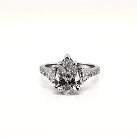 3 Carat Pear Shaped Lab Grown Diamond Engagement Ring IGI Certified