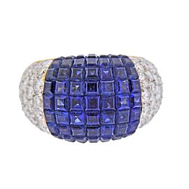 Invisible Set Sapphire Diamond Gold Ring