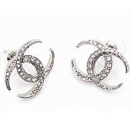 Chanel Silver Tone Hardware with Moonlight Crystal CC Earrings