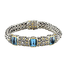 John Hardy 925 Sterling Silver & 18K Yellow Gold with Blue Topaz Bracelet