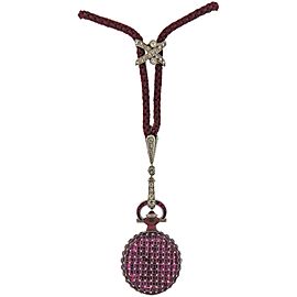 Tiffany & Co. Antique Platinum Ruby Diamond Pocket Watch Pendant Necklace