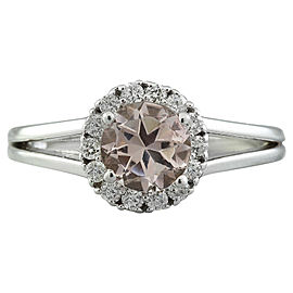 1.28 Carat Morganite 14K White Gold Diamond Ring