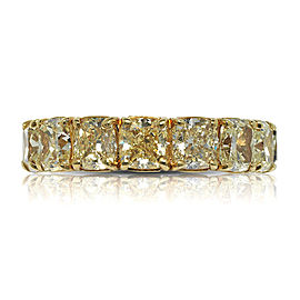 9 CARAT CUSHION CUT YELLOW DIAMOND ETERNITY BAND IN 18K GOLD SHARED PRONG 60 POINTER BY MIKE NEKTA