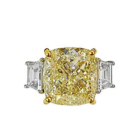 Fancy Yellow Diamond 7.01ct. Engagement Ring in White Gold