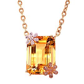 Diamond Citrine Necklace 14k Gold 25.12 TCW Women Certified $3,950