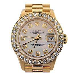 Rolex Datejust Oyster Perpetual Presidential 18K Yellow Gold 2.30 Ct Diamond Dial and Bezel 26mm Watch