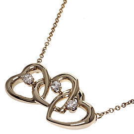 Tiffany & Co. 18K Yellow Gold Triple Heart Diamond Necklace