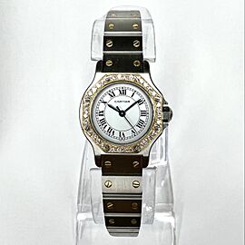 CARTIER SANTOS OCTAGON 25mm Automatic 2 Tone DIAMOND Watch 