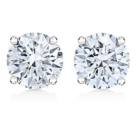 True AGS Certified 14K White Gold 1.0 Cttw 4-Prong Set Brilliant Round-Cut Solitaire Diamond Push Back Stud Earrings (E-F Color, I1-I2 Clarity)