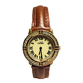 Cartier Must De Cartier Gold Plated Sterling Silver & Leather 27.50mm Watch