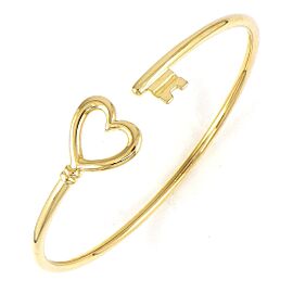 TIFFANY & Co 18K Yellow Gold Heart Key Wire Bangle