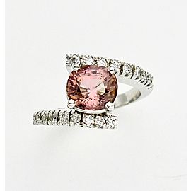 18k White Gold Pink Tourmaline and Diamond Ring