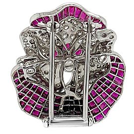 18 Karat White Gold Fancy Ruby Diamond Brooch