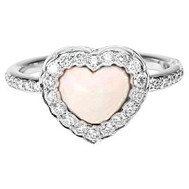 Christian Dior 18K White Gold 0.35ct Diamond Heart Ring Size 5.75