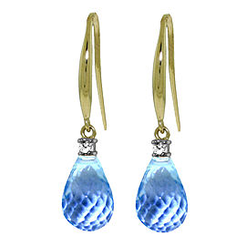 4.6 CTW 14K Solid Gold Joya Blue Topaz Diamond Earrings