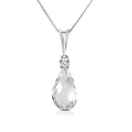 2.3 CTW 14K Solid White Gold These Skies White Topaz Diamond Necklace