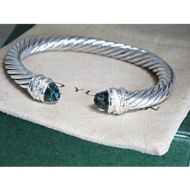 David Yurman Sterling Silver Green Amethyst Cuff Bracelet