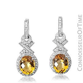 14K White Gold, Diamond & Natural Citrine Quartz Earrings, .75 Carat TDW, $2480