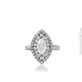 18K White Gold Halo Engagement Wedding Ring, .87 CT Marquise, 1.6 CT - $13,000