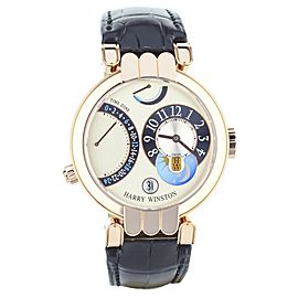 Harry Winston Premier Excenter Timezone ref:200-MMTZ39R Rose Gold 39mm Full Set