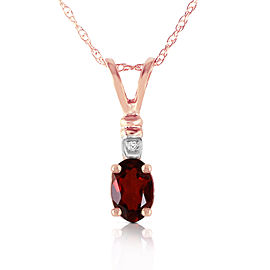 14K Solid Rose Gold Necklace withNatural Diamond & Garnet