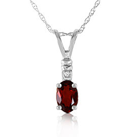 0.46 CTW 14K Solid White Gold Love Is Good Garnet Diamond Necklace